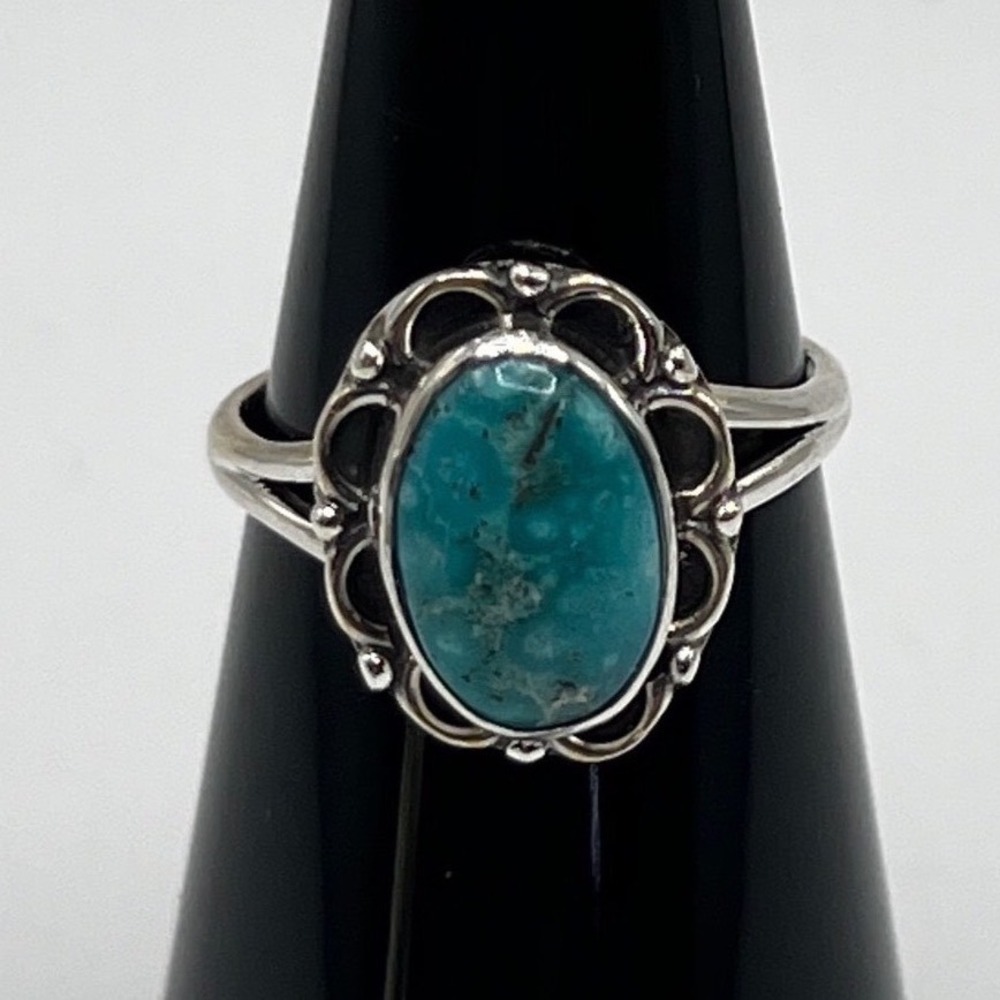 NEW Sterling Silver Emerald Valley Turquoise Ring Size 6 Oval Southwestern